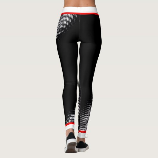 Muster des weißen Punktes mit Name auf BLACK Leggings (Rückseite)