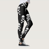 Muster des weißen Schädels und der Kreuzknochen Leggings (Rechts)