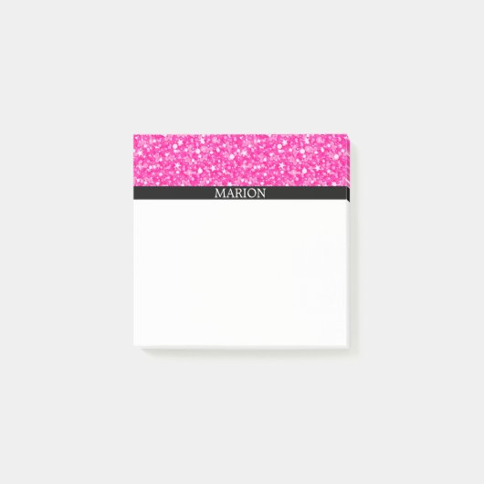 Muster des weißen und heißen rosa Glitzer Post-it Klebezettel (Vorderseite)