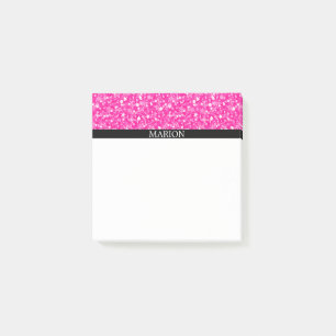 Muster des weißen und heißen rosa Glitzer Post-it Klebezettel