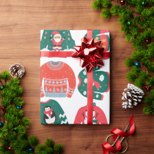 Muster des Winterpulvers niedlichen Weihnachten ro Geschenkpapier