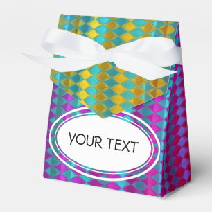 Muster - Diamantstreifen - Neonfarbe + Text Geschenkschachtel