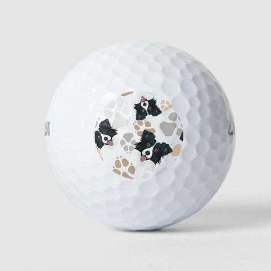 Muster Dog Paws Border Collie Golfball (Vorderseite)