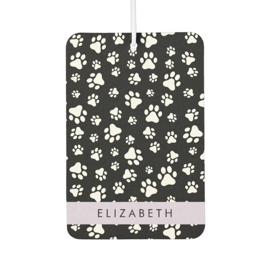 Muster, Dog Paws, Schwarz und Weiß, Ihr Name Autolufterfrischer (Vorderseite)