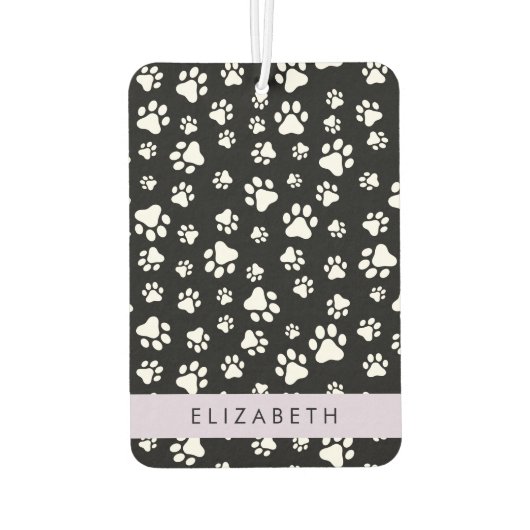 Muster, Dog Paws, Schwarz und Weiß, Ihr Name Autolufterfrischer (Rückseite)