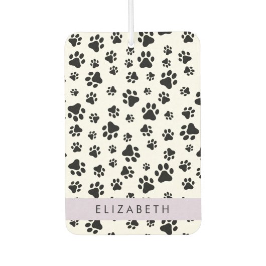 Muster, Dog Paws, Schwarz und Weiß, Ihr Name Autolufterfrischer (Vorderseite)