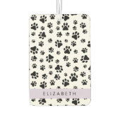 Muster, Dog Paws, Schwarz und Weiß, Ihr Name Autolufterfrischer (Rückseite)