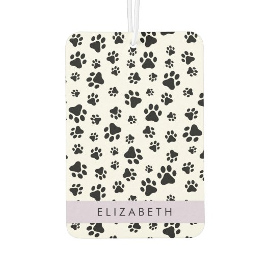 Muster, Dog Paws, Schwarz und Weiß, Ihr Name Autolufterfrischer (Rückseite)