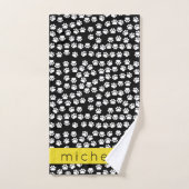 Muster, Dog Paws, Schwarz und Weiß, Ihr Name Badhandtuch Set (Handtuch)