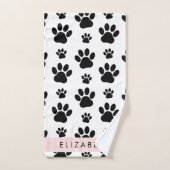 Muster, Dog Paws, Schwarz und Weiß, Ihr Name Badhandtuch Set (Handtuch)