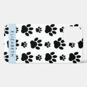 Muster, Dog Paws, Schwarz und Weiß, Ihr Name Case-Mate iPhone Hülle (Rückseite (Horizontal))