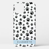 Muster, Dog Paws, Schwarz und Weiß, Ihr Name Case-Mate iPhone Hülle (Rückseite)