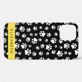 Muster, Dog Paws, Schwarz und Weiß, Ihr Name Case-Mate iPhone Hülle (Rückseite (Horizontal))