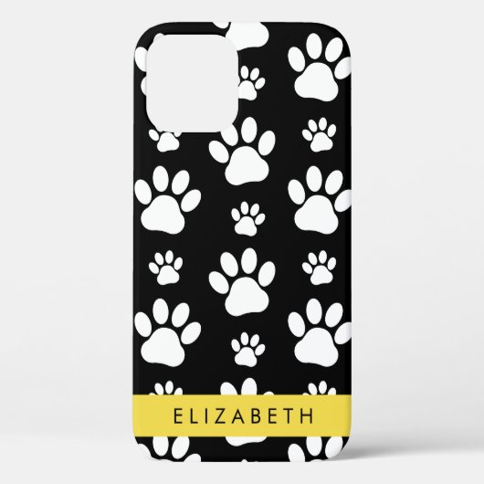 Muster, Dog Paws, Schwarz und Weiß, Ihr Name Case-Mate iPhone Hülle (Rückseite)