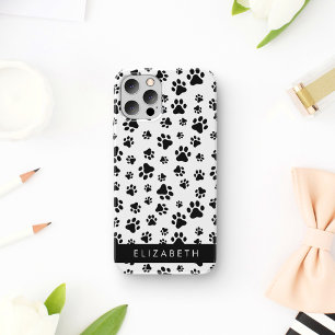 Muster, Dog Paws, Schwarz und Weiß, Ihr Name Case-Mate iPhone Hülle