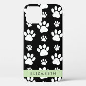 Muster, Dog Paws, Schwarz und Weiß, Ihr Name Case-Mate iPhone Hülle (Rückseite)