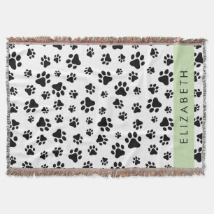 Muster, Dog Paws, Schwarz und Weiß, Ihr Name Decke