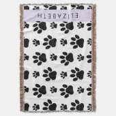 Muster, Dog Paws, Schwarz und Weiß, Ihr Name Decke (Vorderseite Vertikal)