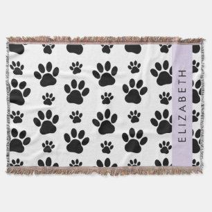 Muster, Dog Paws, Schwarz und Weiß, Ihr Name Decke