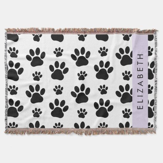 Muster, Dog Paws, Schwarz und Weiß, Ihr Name Decke (Vorderseite)