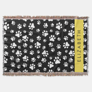 Muster, Dog Paws, Schwarz und Weiß, Ihr Name Decke