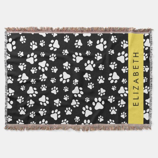 Muster, Dog Paws, Schwarz und Weiß, Ihr Name Decke (Vorderseite)