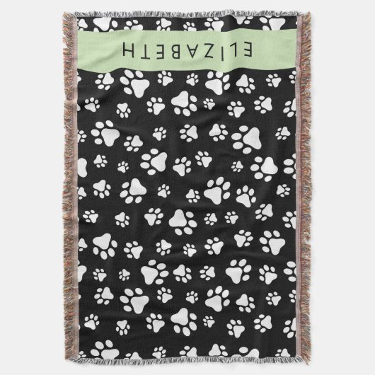 Muster, Dog Paws, Schwarz und Weiß, Ihr Name Decke (Vorderseite Vertikal)