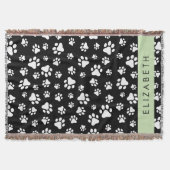 Muster, Dog Paws, Schwarz und Weiß, Ihr Name Decke (Vorderseite)