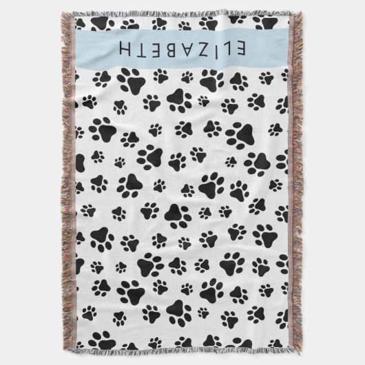 Muster, Dog Paws, Schwarz und Weiß, Ihr Name Decke (Vorderseite Vertikal)