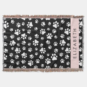 Muster, Dog Paws, Schwarz und Weiß, Ihr Name Decke