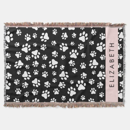 Muster, Dog Paws, Schwarz und Weiß, Ihr Name Decke (Vorderseite)