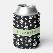 Muster, Dog Paws, Schwarz und Weiß, Ihr Name Dosenkühler (Kanne Vorderseite)