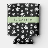 Muster, Dog Paws, Schwarz und Weiß, Ihr Name Dosenkühler (Vorderseite)