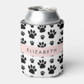 Muster, Dog Paws, Schwarz und Weiß, Ihr Name Dosenkühler (Kanne Vorderseite)