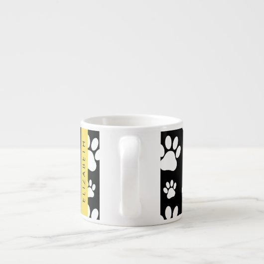 Muster, Dog Paws, Schwarz und Weiß, Ihr Name Espressotasse (Rückseite)