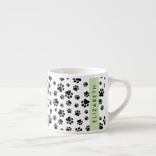 Muster, Dog Paws, Schwarz und Weiß, Ihr Name Espressotasse