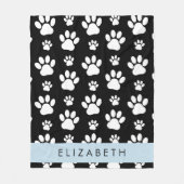 Muster, Dog Paws, Schwarz und Weiß, Ihr Name Fleecedecke (Vorderseite)