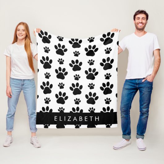 Muster, Dog Paws, Schwarz und Weiß, Ihr Name Fleecedecke (Beispiel)