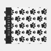 Muster, Dog Paws, Schwarz und Weiß, Ihr Name Fleecedecke (Vorderseite (Horizontal))