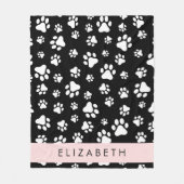 Muster, Dog Paws, Schwarz und Weiß, Ihr Name Fleecedecke (Vorderseite)