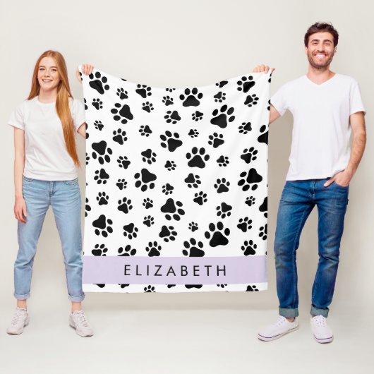 Muster, Dog Paws, Schwarz und Weiß, Ihr Name Fleecedecke (Beispiel)