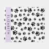 Muster, Dog Paws, Schwarz und Weiß, Ihr Name Fleecedecke (Vorderseite (Horizontal))