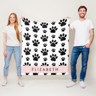Muster, Dog Paws, Schwarz und Weiß, Ihr Name Fleecedecke