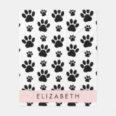 Muster, Dog Paws, Schwarz und Weiß, Ihr Name Fleecedecke (Vorderseite)
