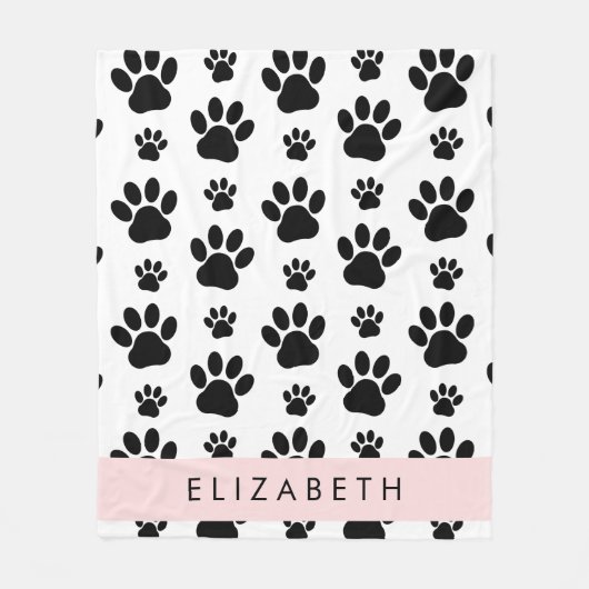 Muster, Dog Paws, Schwarz und Weiß, Ihr Name Fleecedecke (Vorderseite)