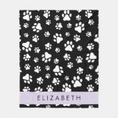 Muster, Dog Paws, Schwarz und Weiß, Ihr Name Fleecedecke (Vorderseite)