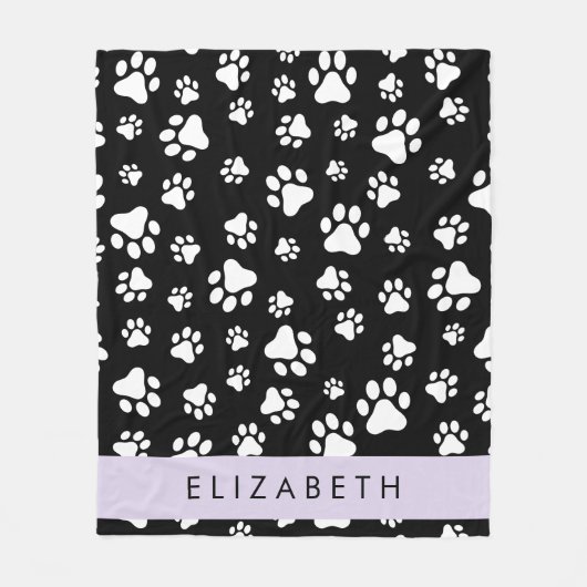 Muster, Dog Paws, Schwarz und Weiß, Ihr Name Fleecedecke (Vorderseite)
