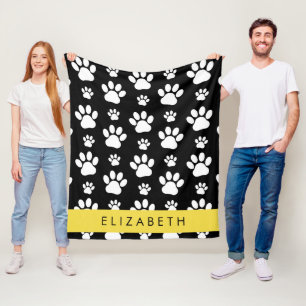 Muster, Dog Paws, Schwarz und Weiß, Ihr Name Fleecedecke