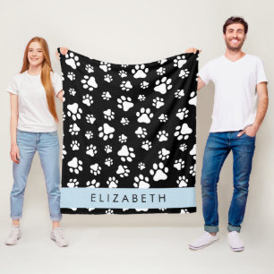 Muster, Dog Paws, Schwarz und Weiß, Ihr Name Fleecedecke