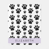 Muster, Dog Paws, Schwarz und Weiß, Ihr Name Fleecedecke (Vorderseite)